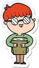 Obraz premium sticker of a cartoon boy wearing spectacles