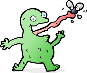 Fototapeta premium cartoon frog catching fly