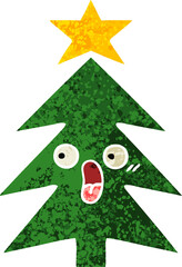 Fototapeta premium retro illustration style cartoon christmas tree