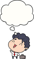 cartoon businessman and thought bubble