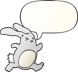cartoon rabbit and speech bubble in smooth gradient style