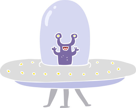 flat color illustration of a cartoon flying saucer