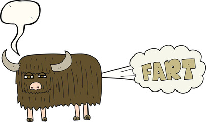 speech bubble cartoon hairy cow farting