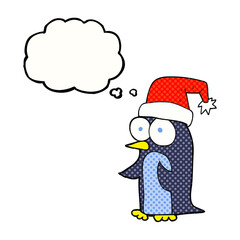 thought bubble cartoon christmas penguin