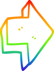 rainbow gradient line drawing cartoon red arrow
