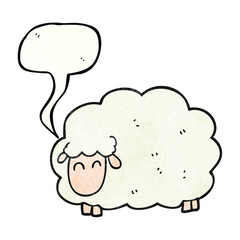 speech bubble textured cartoon sheep
