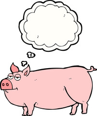 thought bubble cartoon huge pig