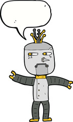 cartoon robot with speech bubble