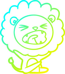 Fototapeta na wymiar cold gradient line drawing cartoon lion throwing tantrum