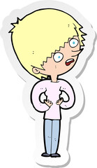 sticker of a cartoon shocked woman