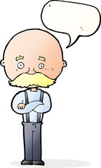 cartoon grandfather with speech bubble