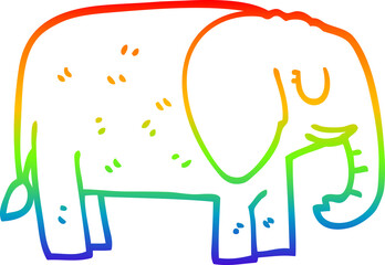 rainbow gradient line drawing cartoon elephant standing still