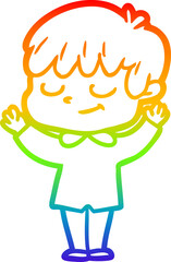 rainbow gradient line drawing cartoon happy boy
