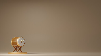 3d background with bedug icon for greetings card islamic festival ramadan kareem, mawlid, iftar, isra miraj, eid al fitr adha, muharram