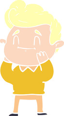 happy surprised flat color style cartoon man