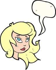 speech bubble cartoon female face