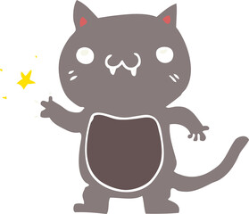 flat color style cartoon cat scratching