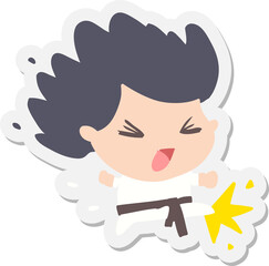 cartoon kicking karate champ sticker