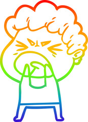 Obraz premium rainbow gradient line drawing cartoon furious man