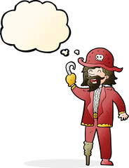 cartoon pirate captain with thought bubble