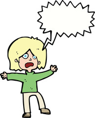 cartoon unhappy person with speech bubble