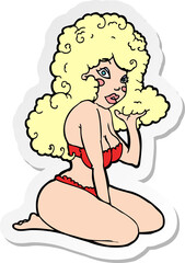 sticker of a cartoon pin up girl