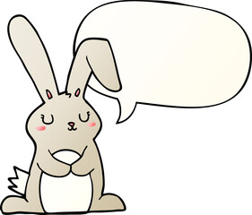 cartoon rabbit and speech bubble in smooth gradient style