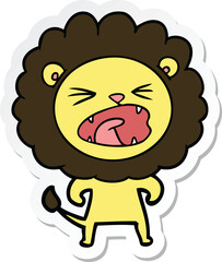 sticker of a cartoon angry lion