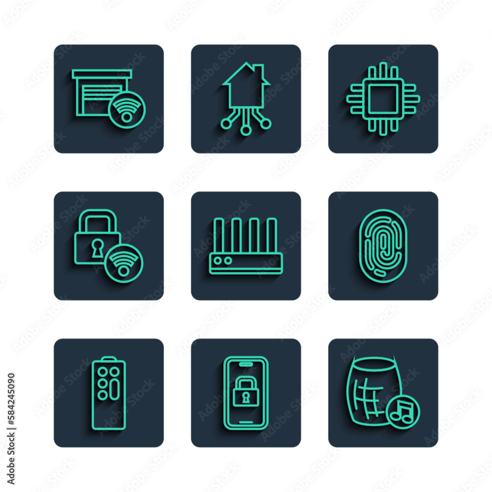 Poster set line remote control, digital door lock, voice assistant, processor with cpu, router and wi-fi si