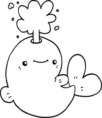 cartoon whale spouting water