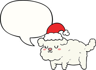 cute christmas dog and speech bubble