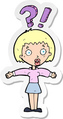 sticker of a cartoon surprised woman