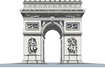 arch of triumph vectorial in paris france - obrazy, fototapety, plakaty
