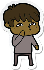 sticker of a cartoon curious man
