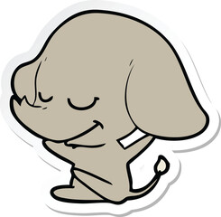 sticker of a cartoon smiling elephant