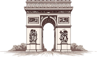 arch of triumph vectorial in paris france - obrazy, fototapety, plakaty