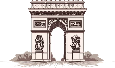 Fotobehang arch of triumph vectorial in paris france © Alghas