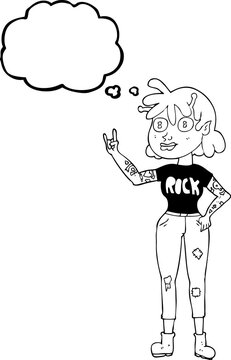 thought bubble cartoon alien rock fan girl