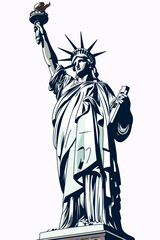 statue of liberty city vector - obrazy, fototapety, plakaty