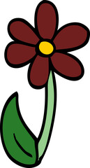 cartoon doodle single flower