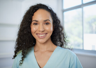 Portrait of multi-ethnic young healthcare professional with curly hair