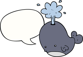cartoon spouting whale and speech bubble
