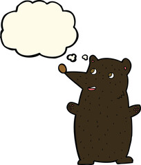 funny cartoon black bear with thought bubble
