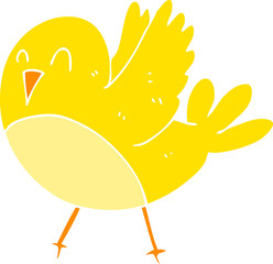 flat color illustration of a cartoon bird