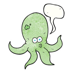 speech bubble textured cartoon octopus