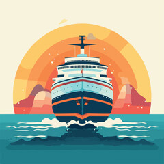 ship in the sea vector - obrazy, fototapety, plakaty