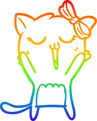 rainbow gradient line drawing cartoon cat