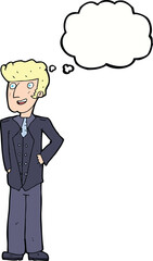 cartoon upperclass man with thought bubble
