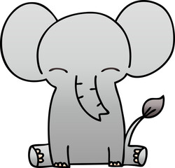 quirky gradient shaded cartoon elephant
