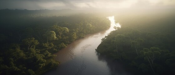 The Amazon Rainforest, Green Paradise. Generative AI